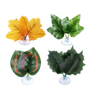 Abu I Pet 4pcs Reptile Terrarium Habitats Fake Plants Artificial Leaves (Random)