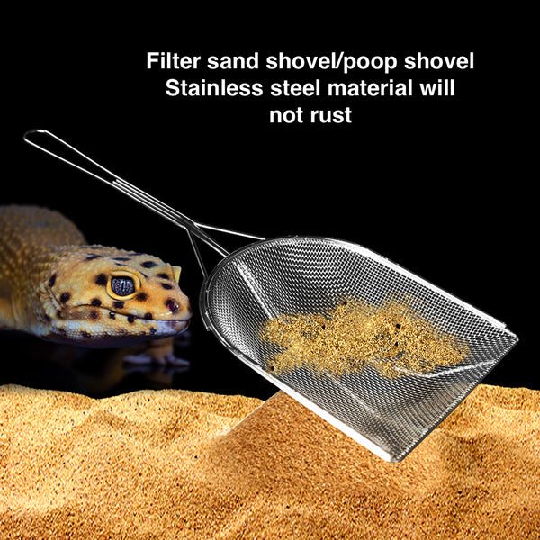 Abu I Pet Reptile Litter Cleaner Scoop Stainless Steel Fine Mesh Sand Shovel